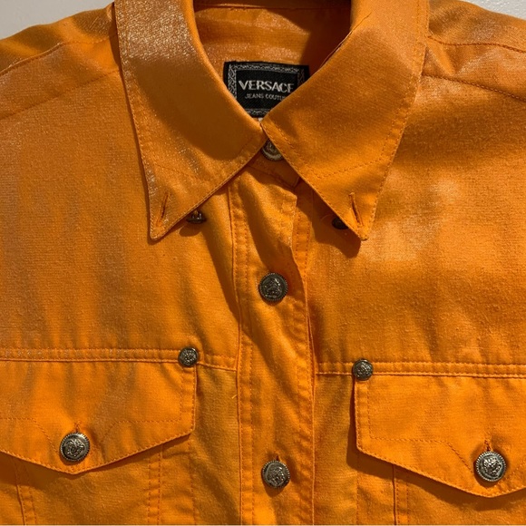 VINTAGE VERSACE ORANGE BLOUSE - Picture 5 of 12